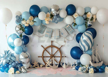 Avezano Blue Arch Balloon and Boat Model Photography Background