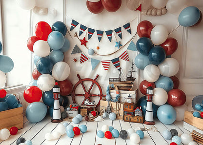 Avezano Sailboat Theme American Flag Color Matching Balloons Photography Background