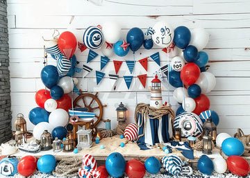 Avezano Blue Balloon Sailing Teme Party Photography Background