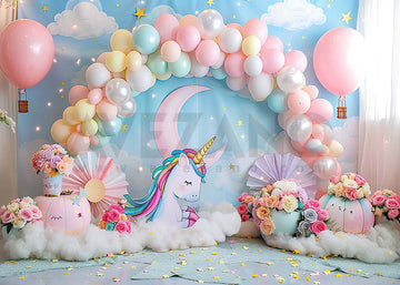 Avezano Balloon Arch Party and Unicorn Cake Smash Photography Background