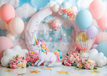 Avezano Fleurs et ballons pour arrière-plan de photographie pour enfants