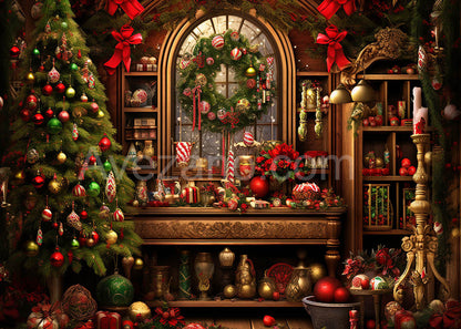 Toile de fond pour photographie de sapin de Noël et de cadeaux d'Avezano