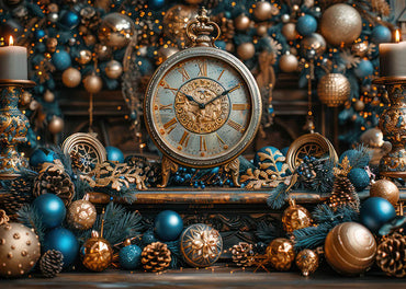 VIP Avezano Christmas Vintage Clock Photography Backdrop