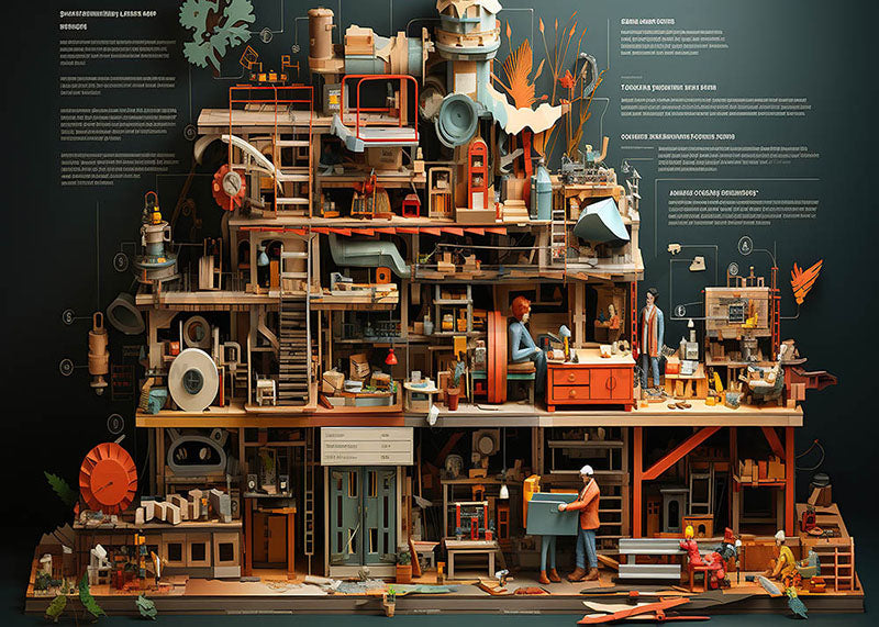 Toile de fond pour photographie de maquette de bâtiment en blocs d'Avezano pour la rentrée scolaire