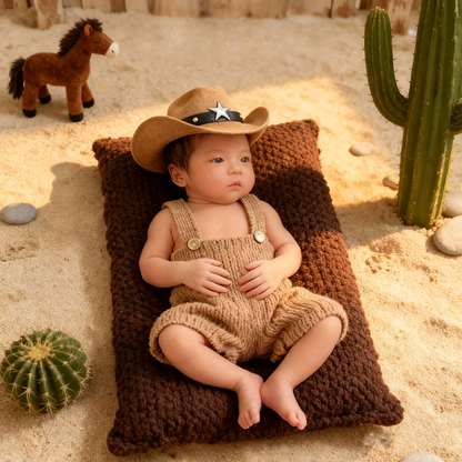 Avezano Western Cowboy Knit Suspender Pants Newborn Photo Outfit
