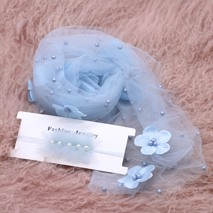 Avezano Newborn Chiffon Wrap With Pearl Headpiece Photography Prop Set