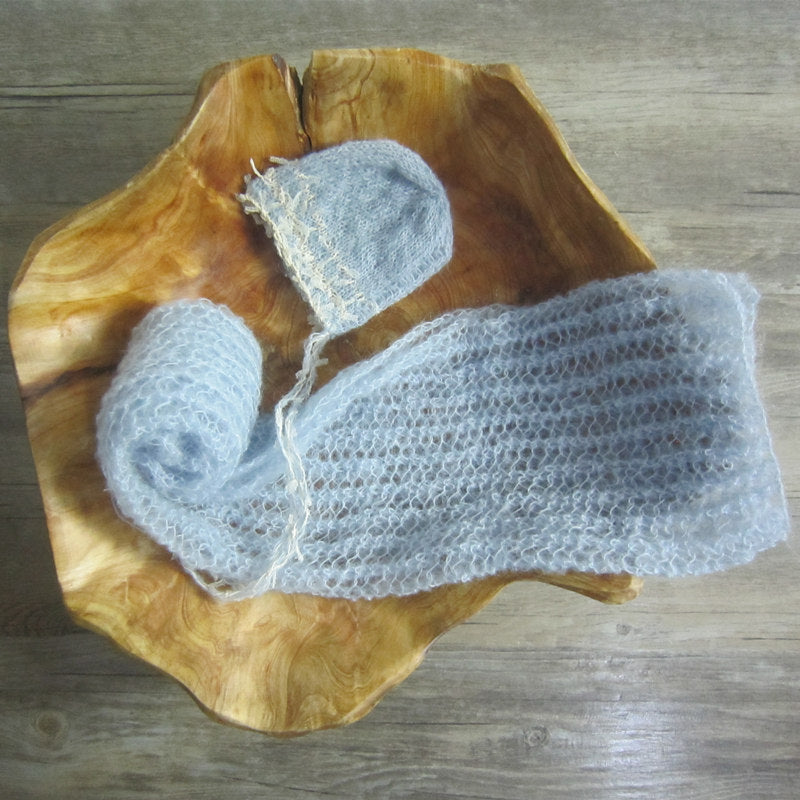 Avezano Newborn Lace Ruffled Swaddle and Hat Photography Props