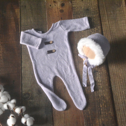 Avezano Faux Fur Newborn Hat And Romper Photography Prop