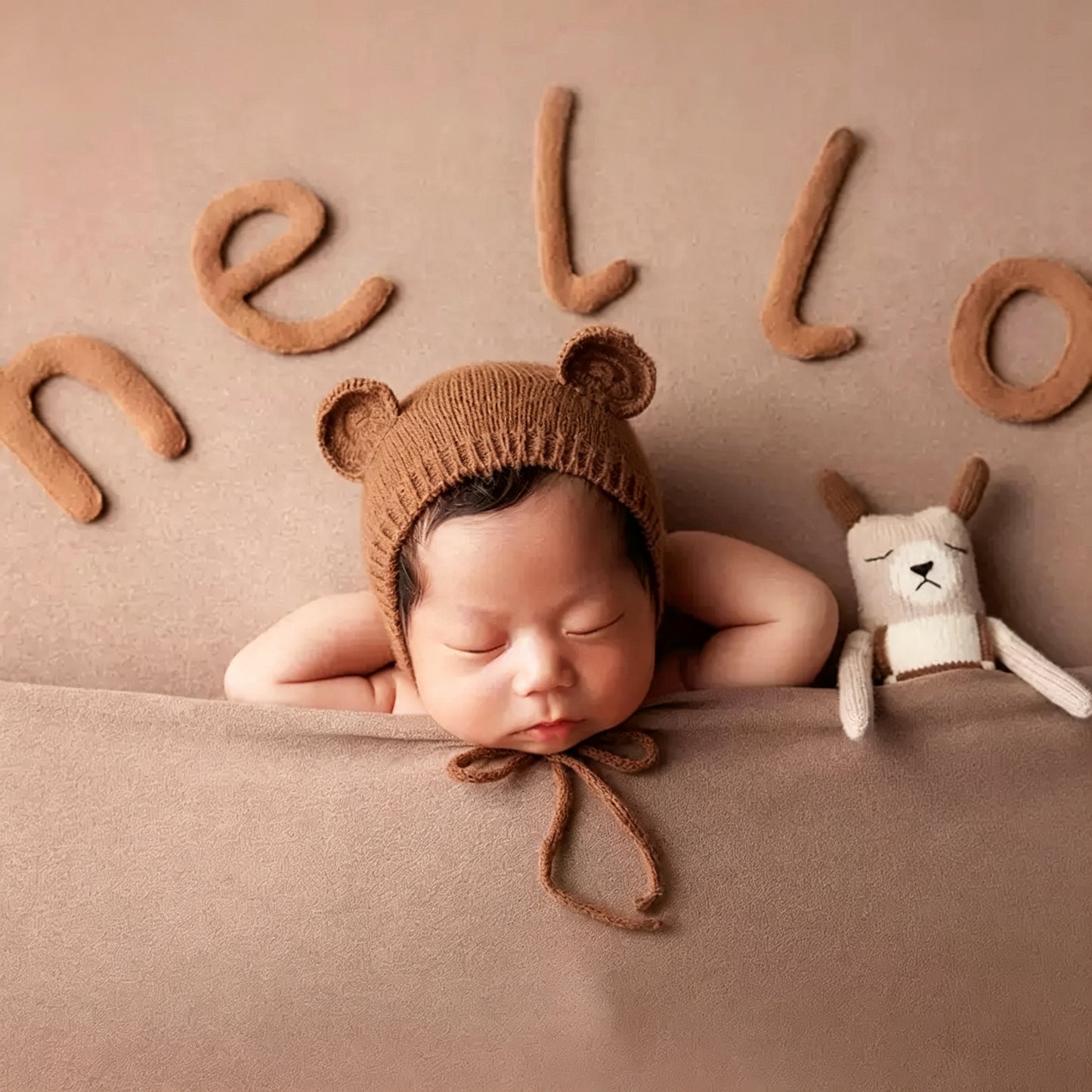 Avezano Baby Photography Goodnight Hat Bear Hat Doll Set