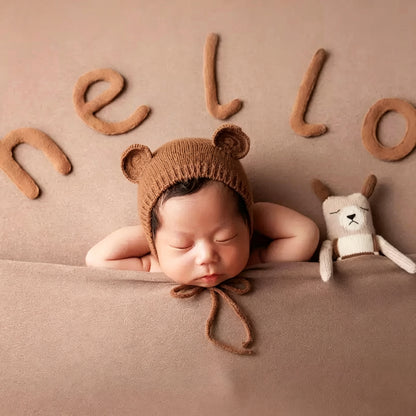 Avezano Baby Photography Goodnight Hat Bear Hat Doll Set