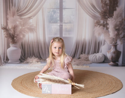 Avezano Printemps Bohème Rideau Blanc Fenêtres Toile De Fond Photographie Fête Des Mères