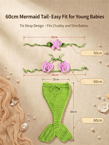 Avezano Hand Knit Newborn Mermaid Photography Costume