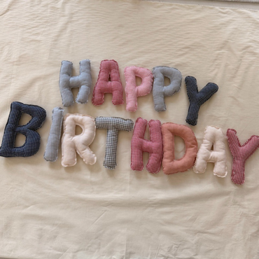Avezano Pink Colorful Plaid Cloth Birthday Letter Signs Photography Props