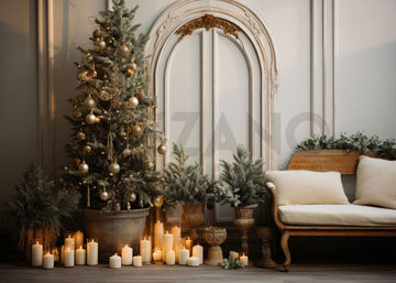 Avezano Christmas Candle Room Photography Backdrop