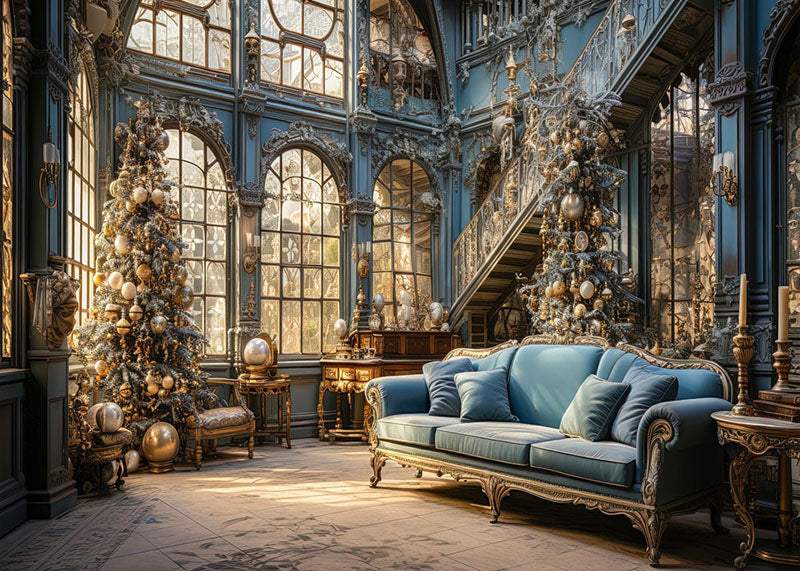 Avezano Christmas Living Room Decoration Photography Backdrop