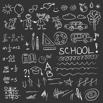 Avezano Chalkboard White Chalk Drawing Photography Backdrop for Back To School