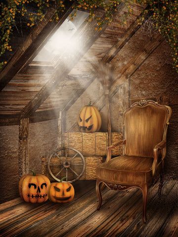 Avezano Halloween Attic and Sofa Photography Backdrop