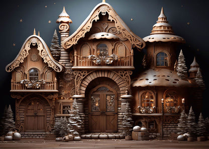 Toile de fond pour photographie de Noël d'une maison en bois vintage d'Avezano