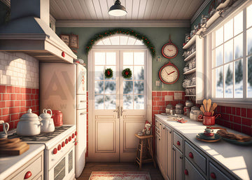 Avezano Christmas Kitchen Photography Backdrop
