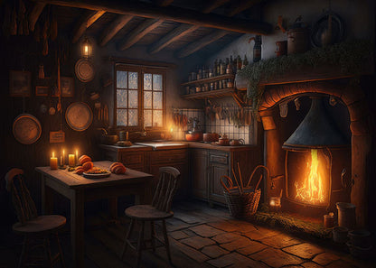 Toile de fond pour photographie du poêle à dîner de Noël d'Avezano