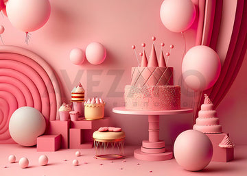 Avezano Pink Balloon Cake Birthday Party Photography Background