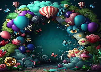 Avezano Spring Flowers Balloon Arch Photography Background