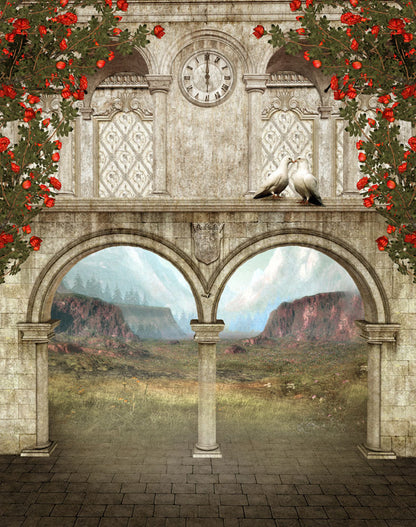 Avezano The Bell on the Stone Gate in Spring Photography Backdrop