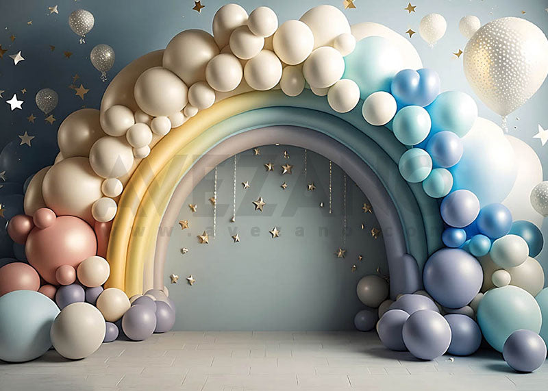 Avezano Small Rainbow Balloon Arch Birthday Part Photography Background-AVEZANO