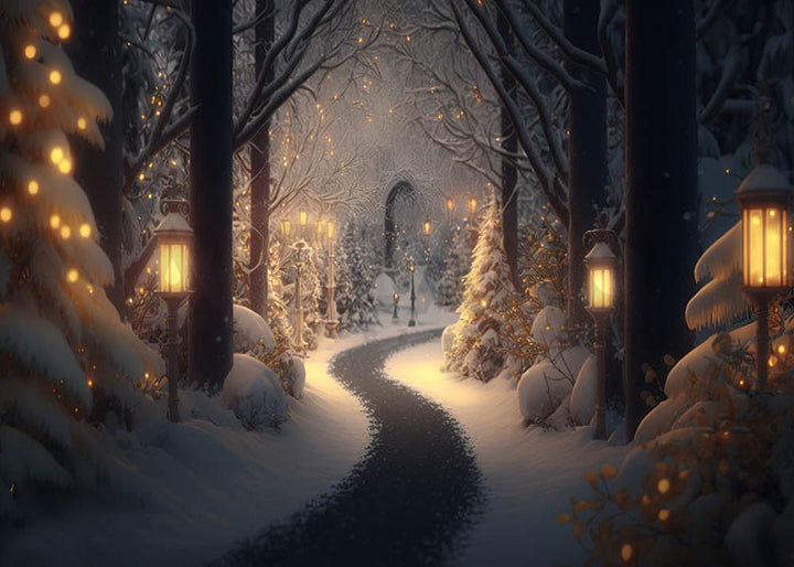 Avezano Night Path Christmas Photography Background-AVEZANO