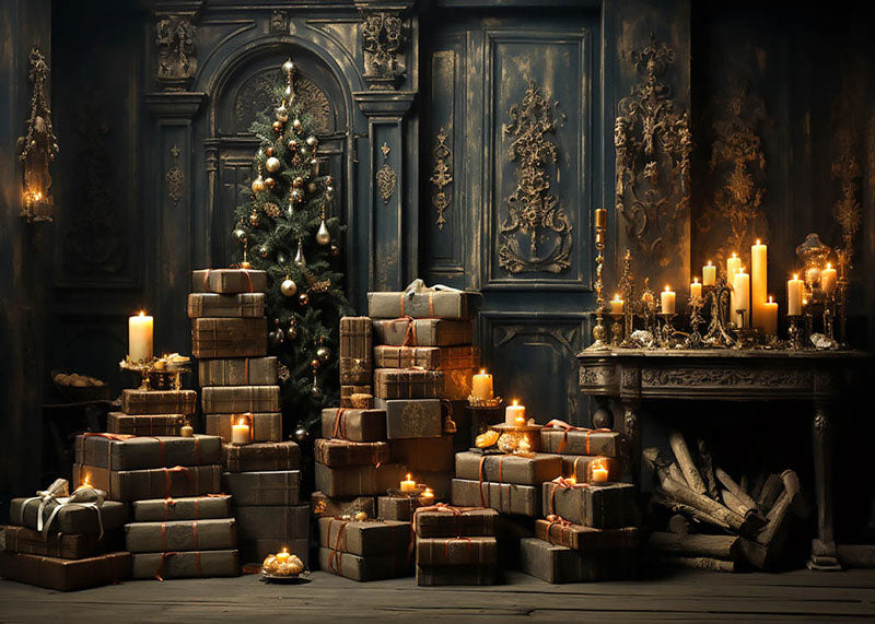 Avezano Vintage Christmas Tree and Gifts Photography Background-AVEZANO