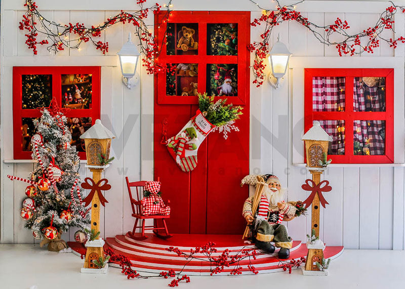 Avezano Christmas Decorations Santa Claus Dolls Photography Backdrop-AVEZANO