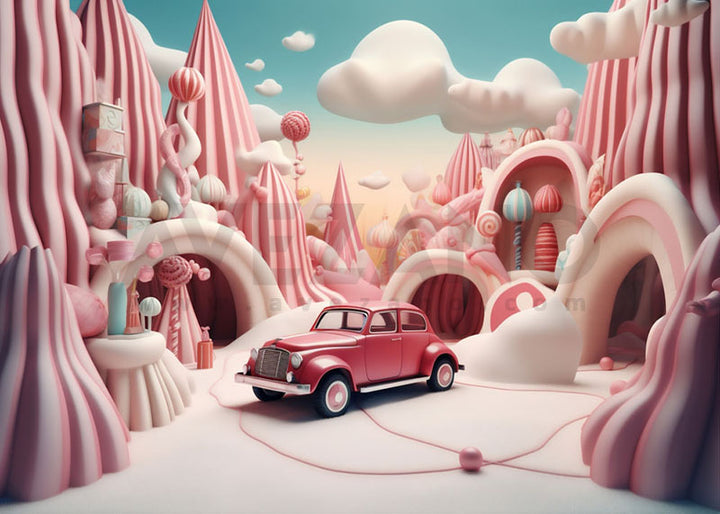 Avezano Christmas Pink Car Ice Cream World Cake Smash Background Photography Background-AVEZANO
