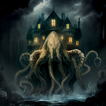 Avezano Halloween Giant Squid Night Photography Backdrop-AVEZANO