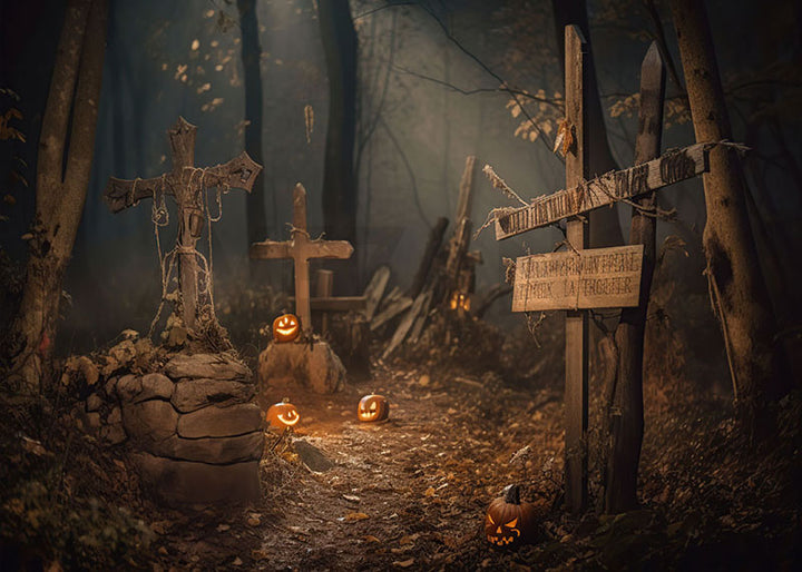 Avezano halloween Cross Forest Backdrop for Photography-AVEZANO