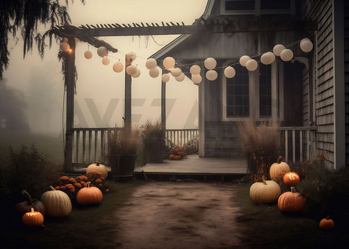 Avezano Halloween Pumpkin and Balloon Outdoor Arrangement Backdrop for Photography-AVEZANO