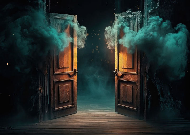 Avezano Halloween Smoke and Door Backdrop for Photography-AVEZANO