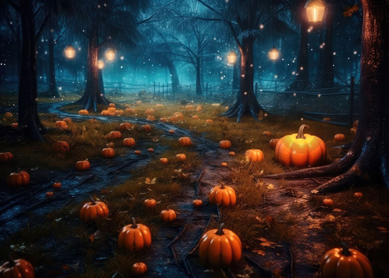 Avezano Halloween Pumpkin Grove Backdrop for Photography-AVEZANO