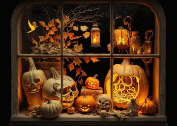 Avezano Halloween Pumpkin Skull Backdrop for Photography-AVEZANO