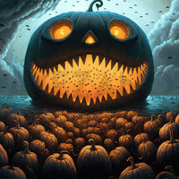 Avezano Fall Halloween Pumpkin Monster 2 pcs Set Backdrop