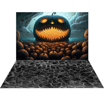 Avezano Fall Halloween Pumpkin Monster 2 pcs Set Backdrop