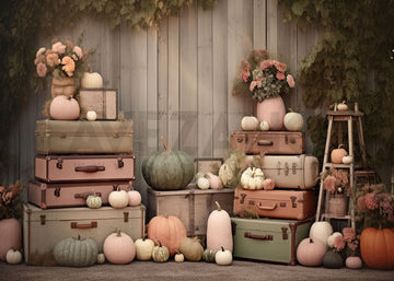 Avezano Autumn Pumpkin and the Suitcase Photography Backdrop-AVEZANO