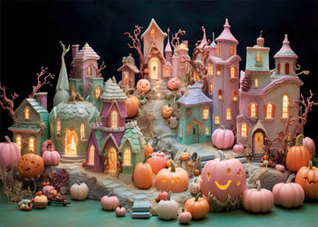Avezano Mini Town Halloween Pumpkins Background Photography-AVEZANO