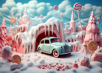 Avezano Christmas Lollipops and Blue Cars Birthday Party Background Photography-AVEZANO