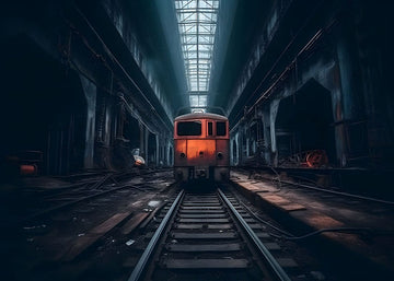 Avezano Halloween Abandoned Platform and Train Photography Background-AVEZANO