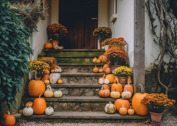 Avezano Autumn Pumpkin Door Photography Backdrop-AVEZANO