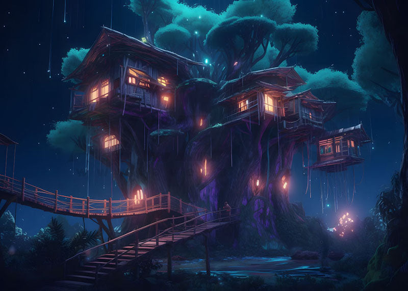 Avezano Halloween House on Tree Photography Background-AVEZANO