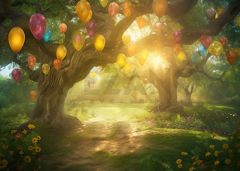 Avezano Spring Tree Balloon Birthday Party Background Photography-AVEZANO