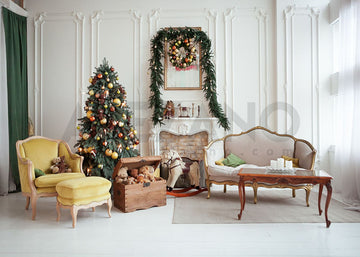 Avezano Christmas House Living Room Photography Backdrop