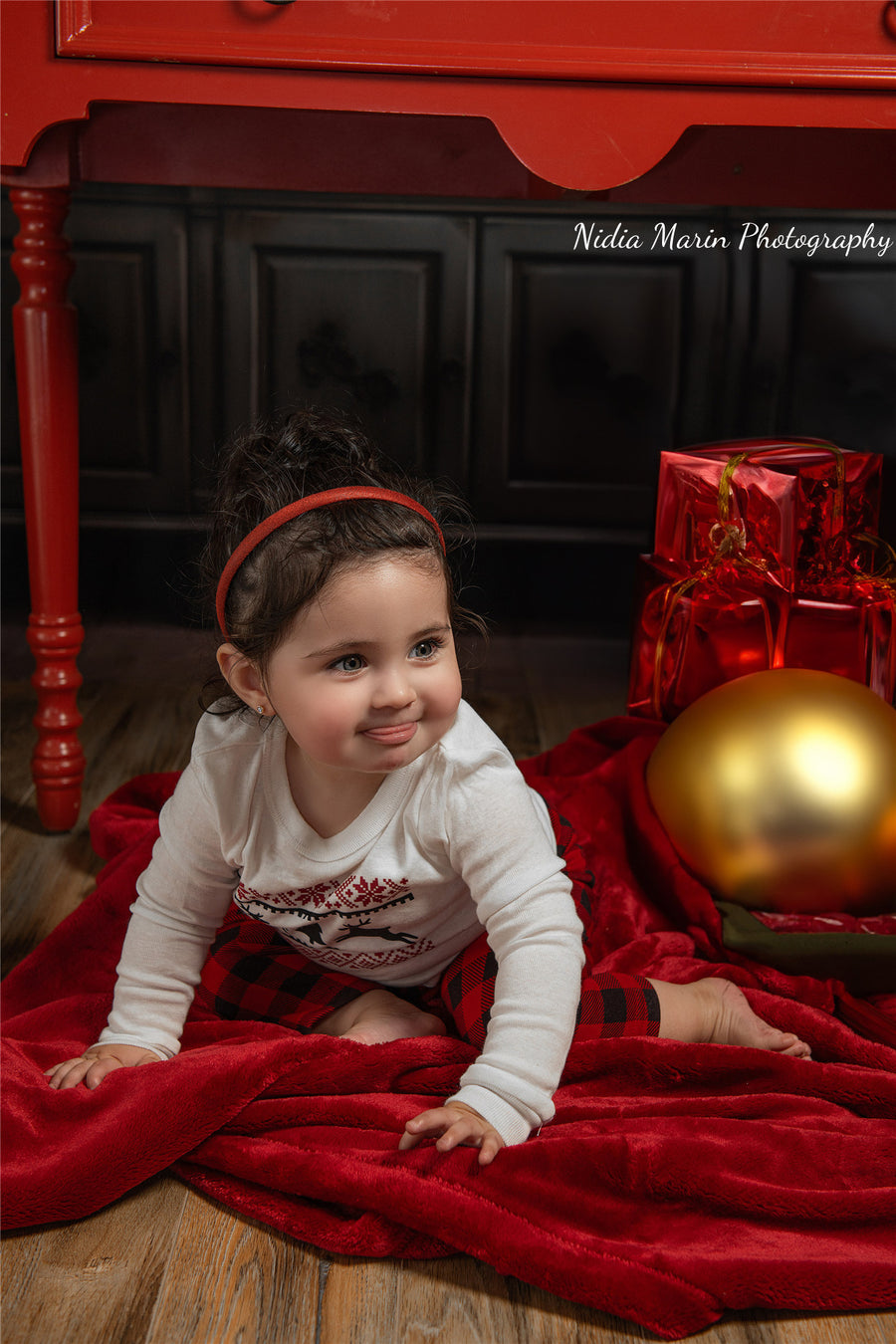 Avezano Red Christmas Gift Photography Backdrop