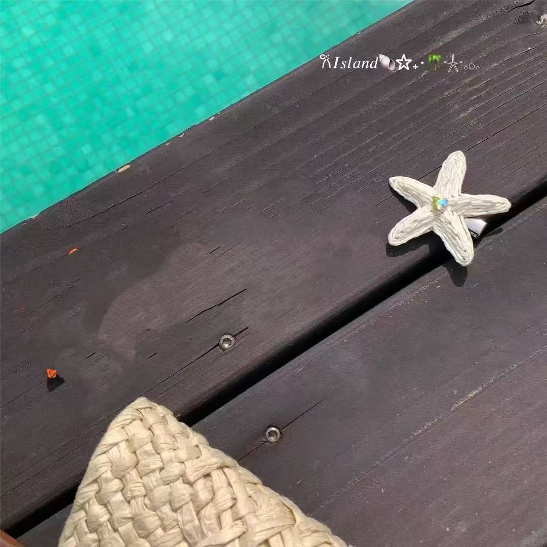 Avezano Colorful Dopamine Straw Starfish Hair Clip Beach Photo Prop